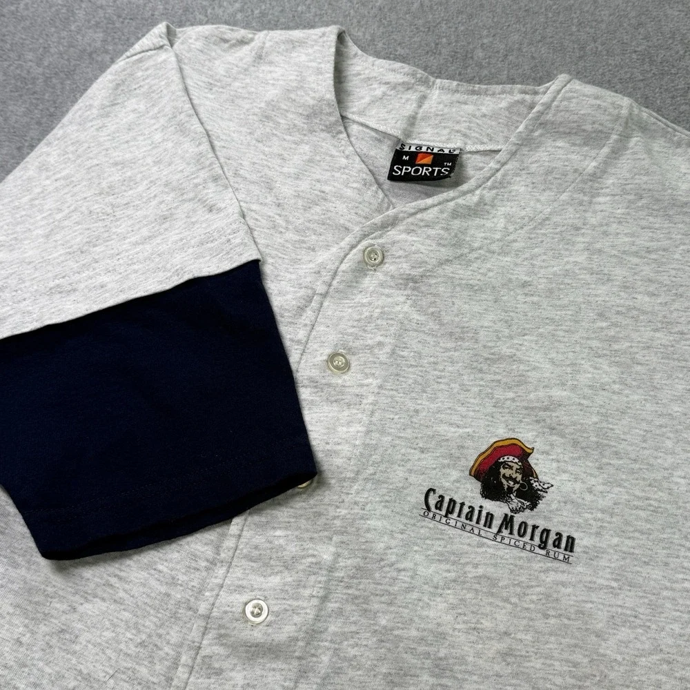 Vintage Captain Morgan Rum Baseball‎ Jersey Shirt Signal Sports Promo Barwear